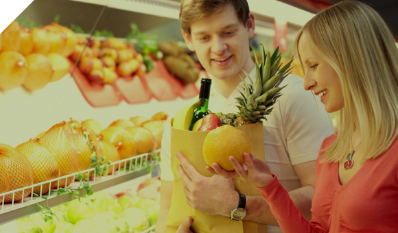 Grocery Shopping A man and a woman shopping for groceries